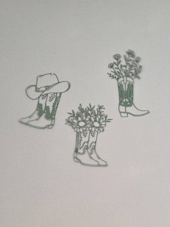 Cowboy Boot Wall art Trio