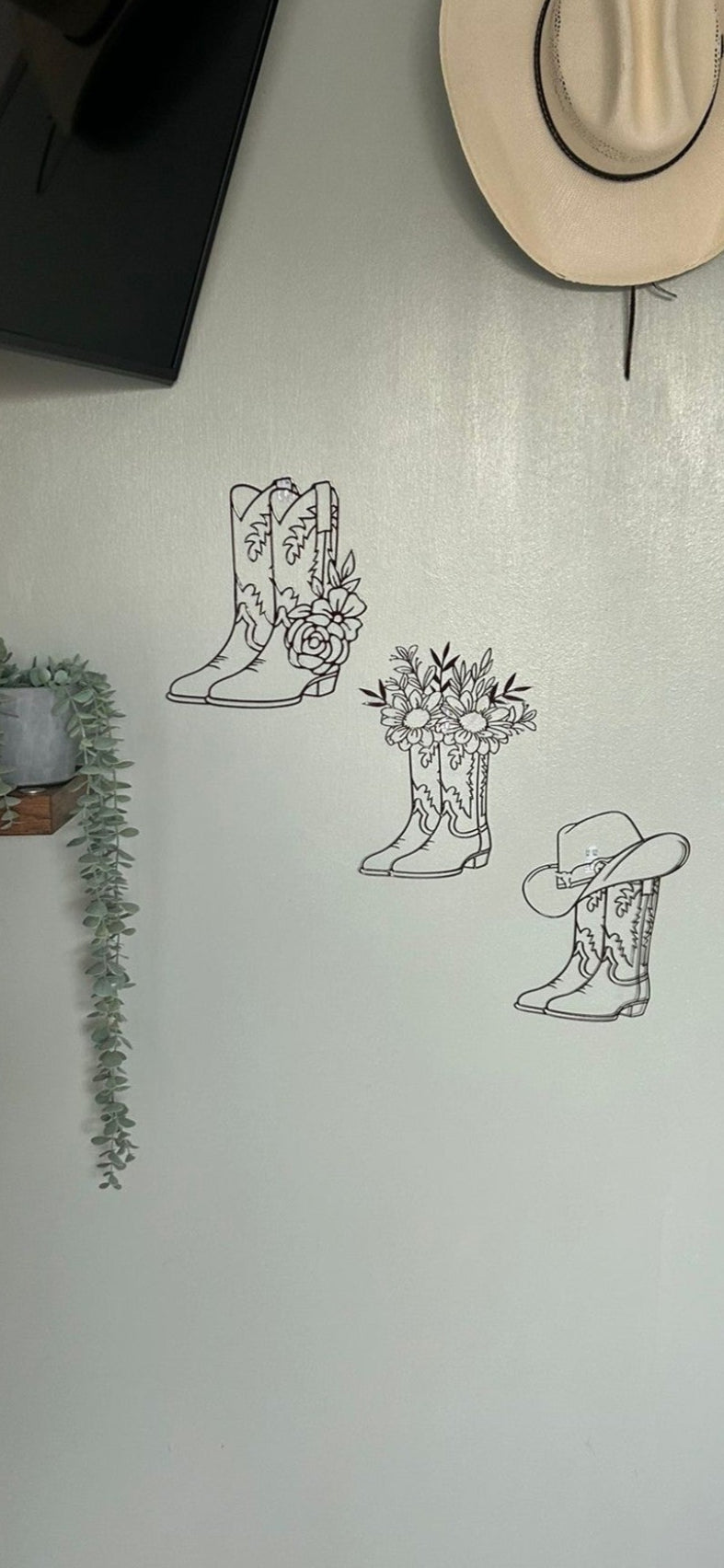 Cowboy Boot Wall art Trio
