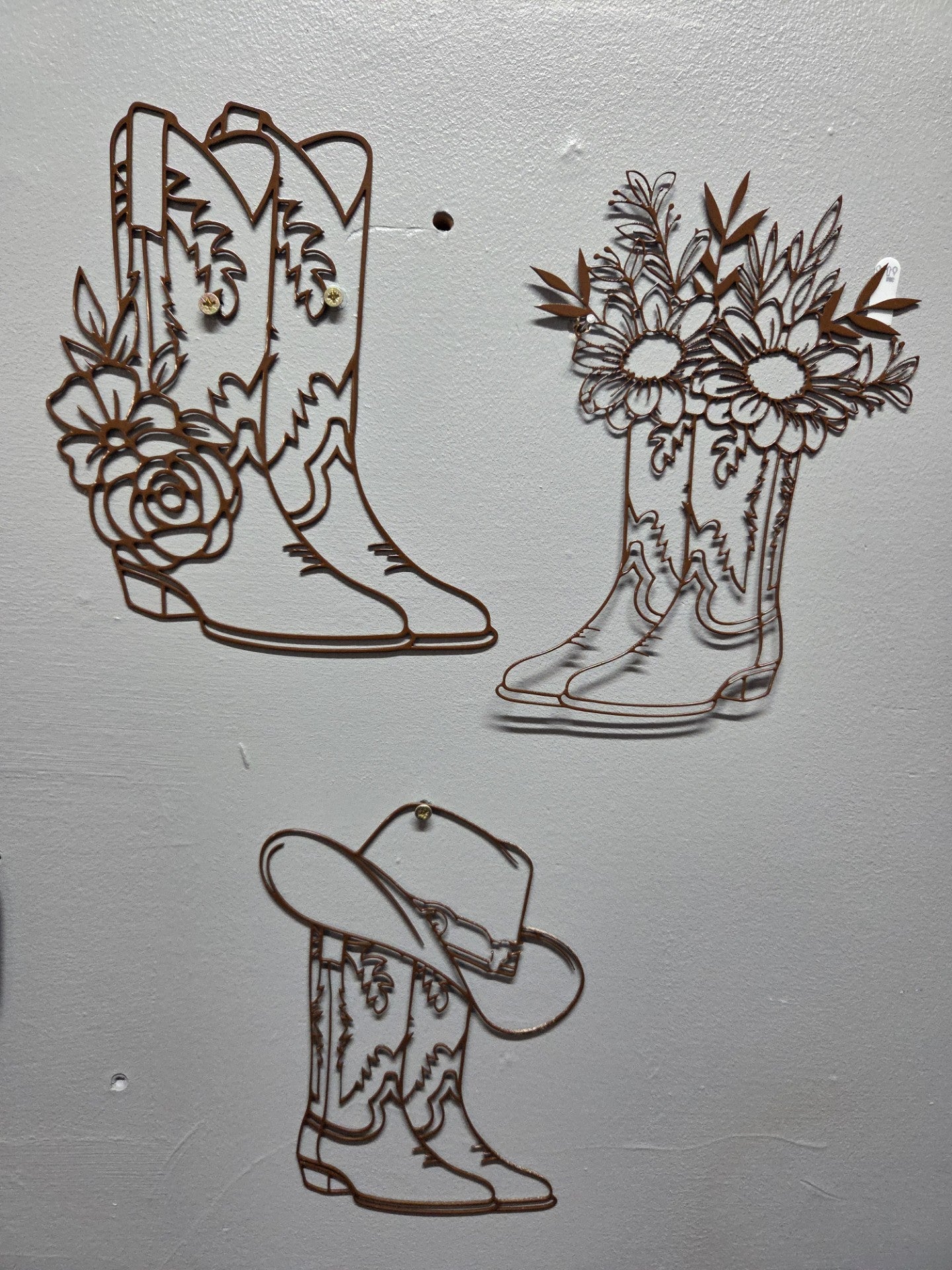 Cowboy Boot Wall art Trio