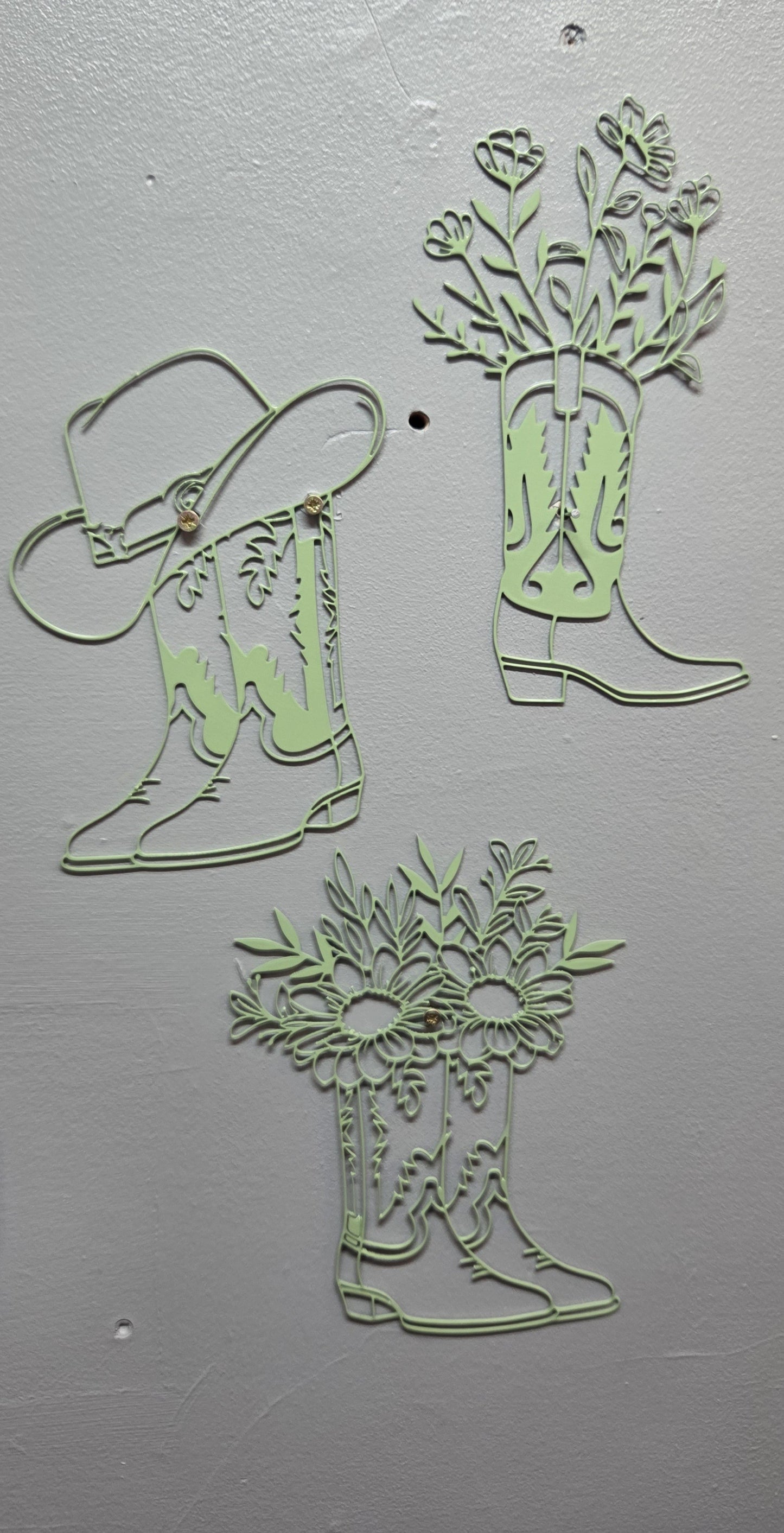 Cowboy Boot Wall art Trio